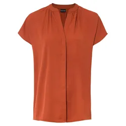 bonprix Kurzarmbluse mit verdeckter Knopfleiste, braun, 48