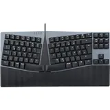 Perixx PERIBOARD-335 DE RD, ergonomische mechanische Tastatur - flache rote DE Kabelgebunden), Tastatur, Schwarz