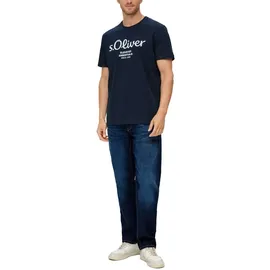 S.Oliver T-Shirt - Basic, Logoprint, Rundhals, Baumwolle Dunkelblau M