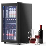 GUIVACI Getränkekühlschrank 86L – Mini Kühlschrank mit Doppelverglasung, 120 Dosen, verstellbare Ablagen, leise (39 dB), Wendetür, für Zuhause, Küche, Bar & Büro