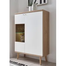 Andas Vitrine "Merle", weiß (eiche riviera nb, weiß matt), B:90cm H:134cm T:40cm, Holzwerkstoff, Schränke, Vitrine, Scandi Design, Höhe 134 cm