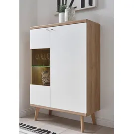 Andas Vitrine "Merle", weiß (eiche riviera nb, weiß matt), B:90cm H:134cm T:40cm, Holzwerkstoff, Schränke, Vitrine, Scandi Design, Höhe 134 cm