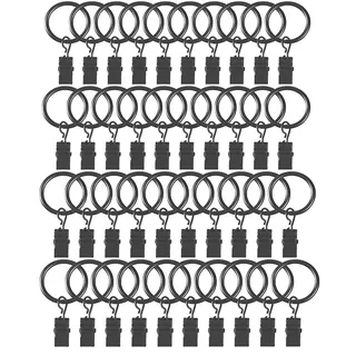 AMZMUKAUP Vorhangstangenring-Clips, 40 Stück Vorhang Clip Gardinenstange 35mm Vorhang Clips Aufhänger-Clips mit Ösen von Gardinen in Küche, Bad, Schlafzimmer, Wohnzimmer, Balkon (Schwarz )
