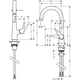 Hansgrohe Talis M51 220 1jet edelstahl finish 72814800