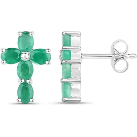 vira jewels Ohrstecker Vira Jewels Silber 925 rhodiniert mit Smaragd-Steinen 1,4