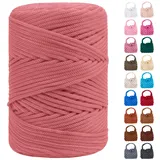 LEREATI Polyester Garn 3mm x 170m, Makramee Garn 3mm Geflochten Makramee Schnur Bunt, Macrame Cord 3mm Farbig für Geschenk, Häkeltasche, Umhängetasche, Platzteller, Wohndekorationen (Bohnenrosa)