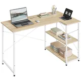 Woltu Schreibtisch mit Regal & Stauraum, Eckschreibtisch Computertisch Homeoffice, Bürotisch fürs Arbeitszimmer Schlafzimmer, 120x73x72 cm, Heller Eiche+Weiß