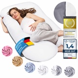 SMOOTHY XXL Schwangerschaftskissen Seitenschläferkissen, Lagerungskissen, Baby-Kissen & Stillkissen in U-Form mit abnehmbarem & waschbarem Bezug aus 100% Baumwolle (Classic XXL, 150 x 80 cm, Duo)