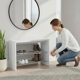 Haku-Möbel Schuhbank 81 x 55 x 30 cm weiß / hochglänzend