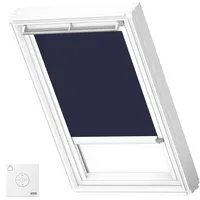 VELUX Verdunkelungsrollo Uni Dunkelblau, weiße Führungsschiene