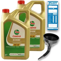 2x 5 Liter CASTROL Edge Motoröl LL 5W-30 Longlife Titanium 5W 30 VW + Trichter