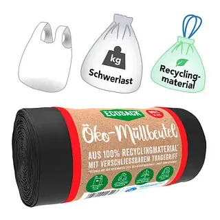 ecosack® Öko-Schwerlastsäcke 60,0 l schwarz 20 μm, 14 St.