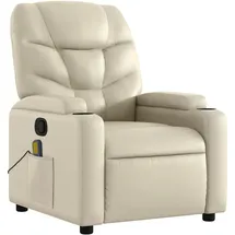 vidaXL Massagesessel Creme Kunstleder 89 x 100 x 0 cm Beige mit Fernbedienung