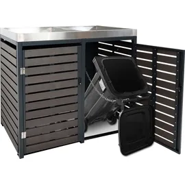 Mendler Mülltonnenverkleidung HWC-K14 124 x 134 x 84 cm walnuss