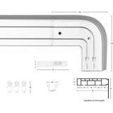 GARESA Schienensystem »Kunststoffschiene mit Blende«, 2 läufig-läufig, Wunschmaßlänge, seitlich mit 2 Rundbögen (kein Spalt zwischen Vorhang und Wand)