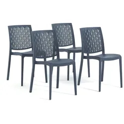 RATTATAN 4er-Set stapelbare Stühle aus Polypropylen mit Glasfasern für Außenbereich und Garten, Bar und Restaurant, Küche modernes Design - ASTRID - Petrol