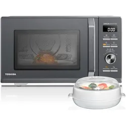TOSHIBA Mikrowelle "MW3-AC26SFI(MG)", grau (morandi grau), B:36,5cm H:46,9cm T:28cm, Mikrowellen_Minibacköfen_Kleinküchen, 4-in-1 Kombi Mikrowelle mit Grill