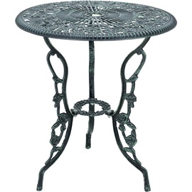 [casa.pro]® Gartenmöbelset Wakefield Tisch rund mit 2 Stühlen Gusseisen Dunkelgrün