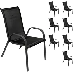 Garten Stapelstuhl Farbe Anthrazit - Schwarz Metall - Textil