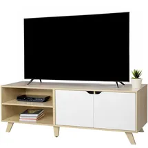 Relaxdays TV-Lowboard 140 x 40 cm Natur/Weiß Holzwerkstoff