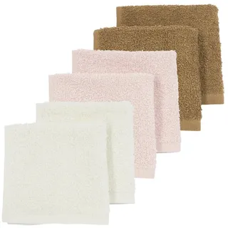 Meyco Waschtuch / Spucktuch 6er Pack Frottee 30 x 30 cm - OffWhite / Soft Pink / Toffee