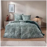 Estella Feinflanell Bettwäsche Lagundo eisblau 155x220 cm + 80x80 cm - blau