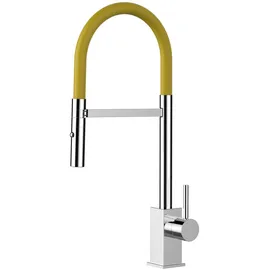 VIZIO Wasserhahn Küchenarmatur QU mit 360° Schwenkbarem Auslauf Abnehmbare 2 Strahl Handbrause Verchromt Gelb