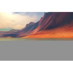 Fototapete PAPERMOON "GEBIRGE-SEE-BERGE WALD HIMMEL WASSERFALL SONNE WOLKEN", bunt, B:4,00m L:2,60m, Vlies, Tapeten