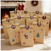 LuxusKollektion befüllbarer Adventskalender Adventskalender 2025 Tüten 24 Aufkleber 9x18cm Kraft Papier