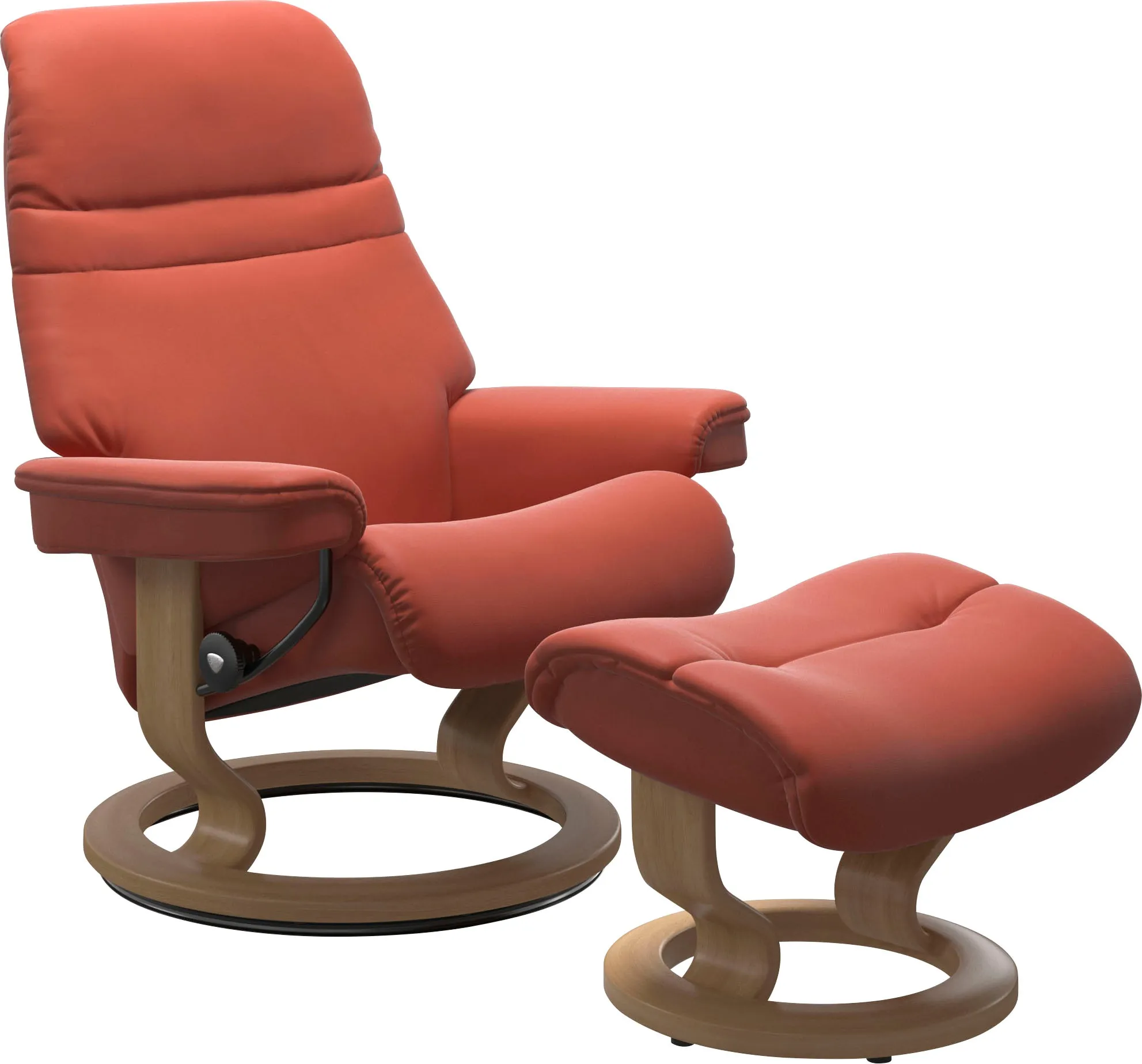 Stressless® Relaxsessel »Sunrise«, (Set, Relaxsessel mit Hocker), mit Classic Base, Größe M, Gestell Eiche Stressless® henna