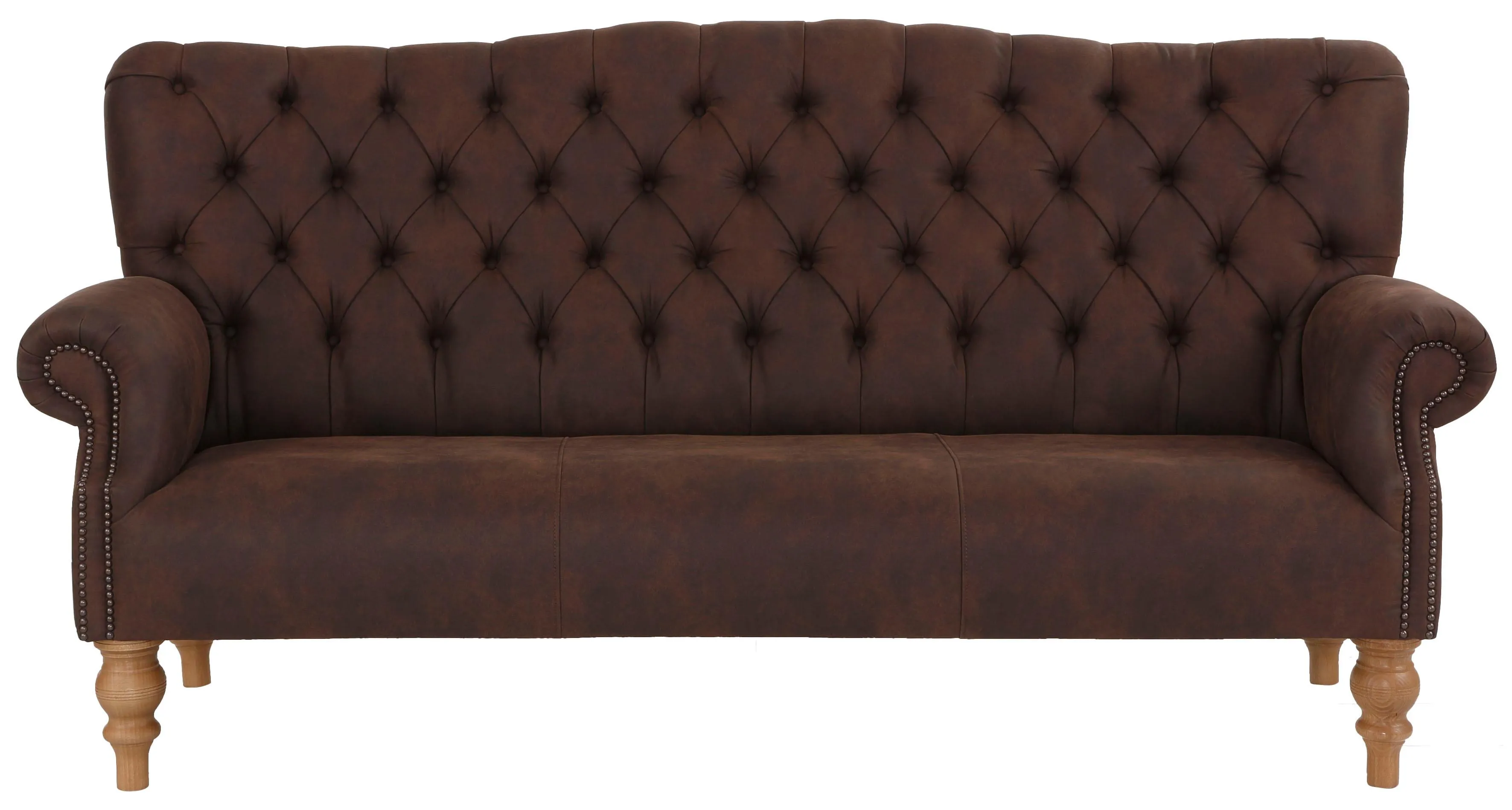 Home affaire Chesterfield-Sofa »Lord«, mit echter Chesterfield-Knopfheftung und Ziernägeln Home affaire braun