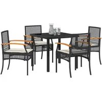 vidaXL Garten Essgruppe 5 pcs Schwarz Poly Rattan