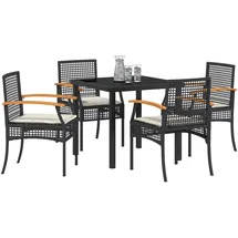 vidaXL Garten Essgruppe 5 pcs Schwarz Poly Rattan