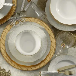 Heritage, Kütahya Porselen,(24 Stücke), Abendessen , Weiß,Gold, 100% Porzellan