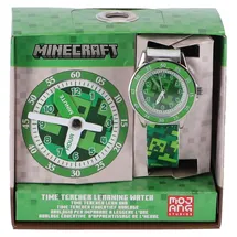 Minecraft Analoge Lernuhr 0 mm Acrylgehäuse Grün Silikonarmband Grün