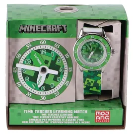 Minecraft Analoge Lernuhr 0 mm Acrylgehäuse Grün Silikonarmband Grün