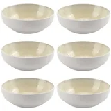 HIT Trading Schalen 6er Set TIZIANA, Ø 17 cm - Beige - Weiß - Steingut - mit Reliefprägung - 6er Set