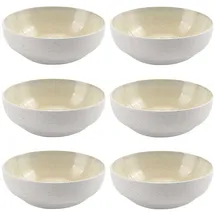 HIT Trading Schalen 6er Set TIZIANA, Ø 17 cm - Beige - Weiß - Steingut - mit Reliefprägung - 6er Set