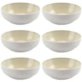 HIT Trading Schalen 6er Set TIZIANA, Ø 17 cm - Beige - Weiß - Steingut - mit Reliefprägung - 6er Set