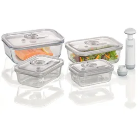 CASO Design Vakuumbehälter eckig transparent 1 l 4-teiliges Set