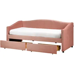 Tagesbett mit Stauraum Stoff VITTEL 90 x 200 cm Rosa