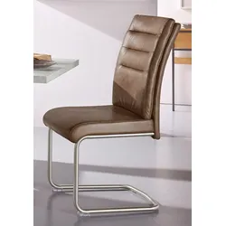 Esszimmerstuhl HELA "Paula Freischwinger", braun (vintage schlamm, silberfarben), B:45cm H:102cm T:65cm, 100% Polyester, Stühle, mit Echtedelstahlgestell, 2 oder 4 Stück
