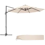 Tectake Ampelschirm Ø 300 cm Beige inkl. Schutzhülle und Fußpedal