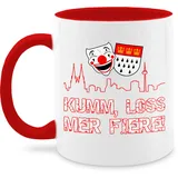 Tasse Tassen 325ml - & Fasching - Kumm loss mer fiere Kölle Alaaf Köln Wappen Karneval Karnevalskostüm Clown - 325 ml - Rot - fasnet karneval. fasnachts kölner karnevals fasnacht „karneval“