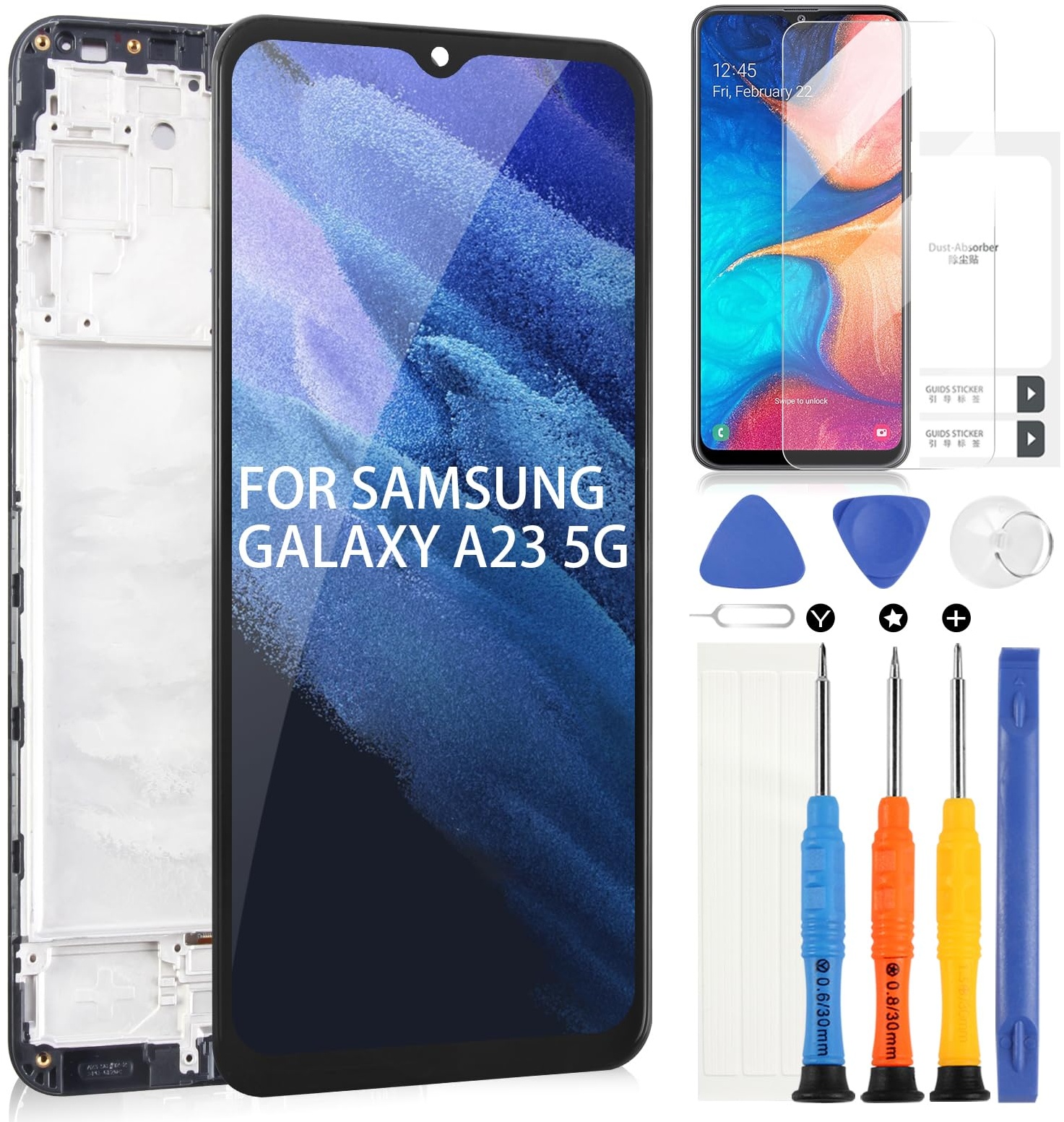 ARSSLY LCD-Bildschirm für Samsung Galaxy A23 5G A236U A236B 6,6 Zoll Display für SM-A236U SM-A236B Digitizer Touch Bildschirm mit Werkzeuge (Schwarz mit Rahmen)