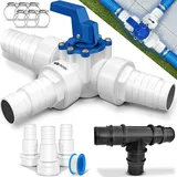 tillvex® Bypass Set Pool 12-TLG. - Ø32 & 38 mm Anschluss | 3-Wege-Ventil & ABS-Adapter | 6X Schlauchschellen & 8m Isolierband – ideal für Sandfilteranlagen, Wärmepumpen & Poolheizung