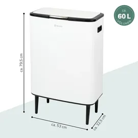 ELUNO Abfalleimer 60 l Weiß