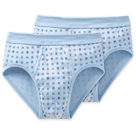 SCHIESSER Slip kariert blau/hellblau/schwarz L 2er Pack