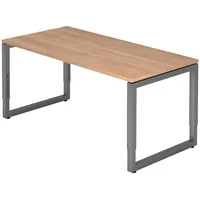 Bümö Schreibtisch Nussbaum, Graphit, Nachbildung,Nussbaum, Rechteckig, 160x74x80 cm, FSC