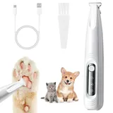 Hojalis Leise Hundeschermaschine, Schermaschine Hund Pfoten, USB Wiederaufladbar Schermaschine Hund, Pfotentrimmer Mit LED-Licht, Wasserdichter Profi Hundetrimmer für Hunde und Katze, Pfoten, Ohren